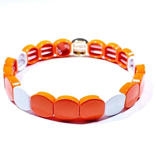 Caryn Lawn - Tile Bracelet - Round Orange/White