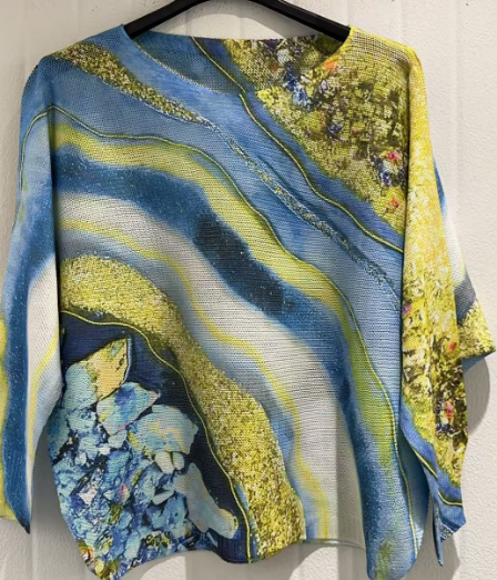 White Umbrella Round Knit Printed Sweater LOOWIE