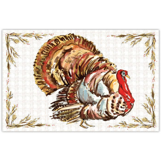 RosanneBeck Collections - Handpainted Turkey with Hay Berries Placemat