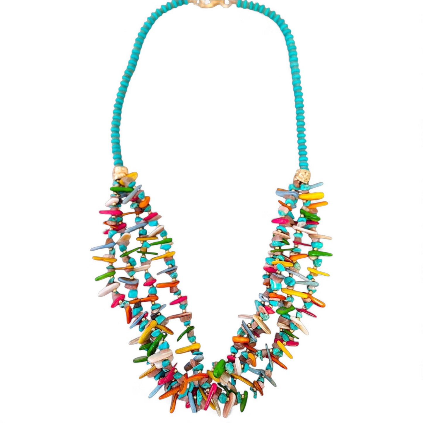Turquoise Beaded Chip Necklace