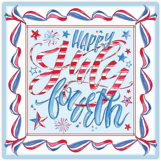 Handpainted Happy July Fourth Square Placemat