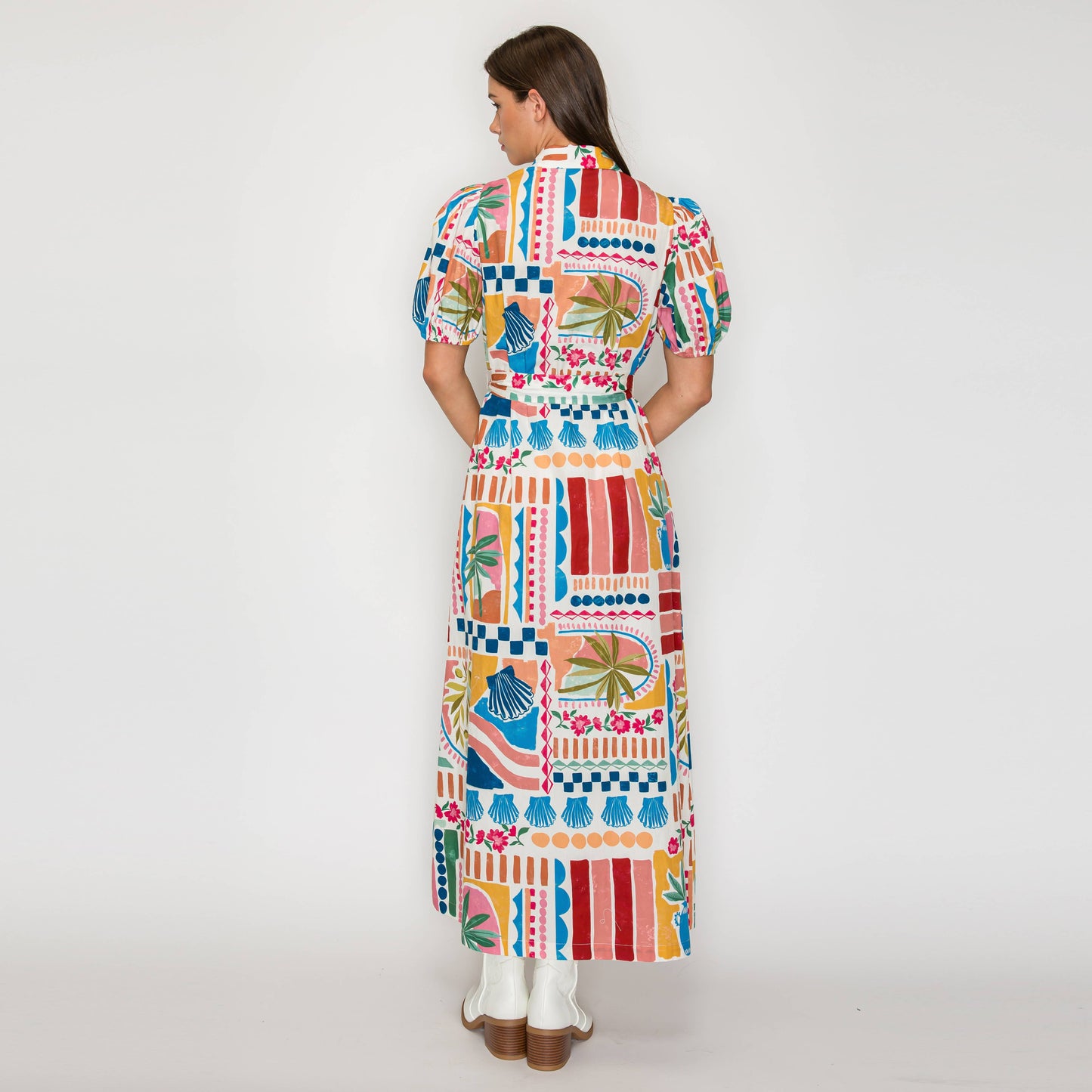 LoveWednesday - Dreamy Desert Print Shirts Midi Dress