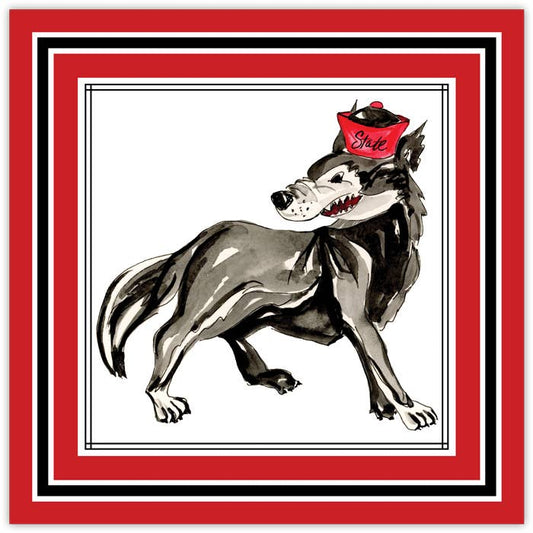 Handpainted Red & Black Wolf Square Placemat