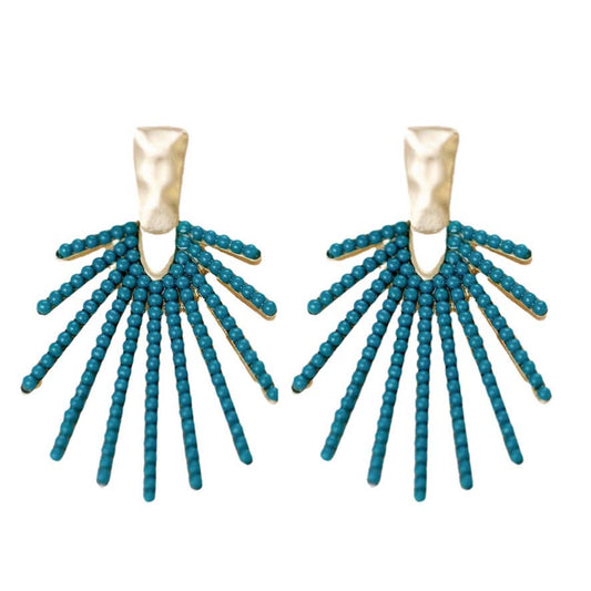 St Armands Designs of Sarasota - Dark Turquoise Sunburst Statement Drop Earrings