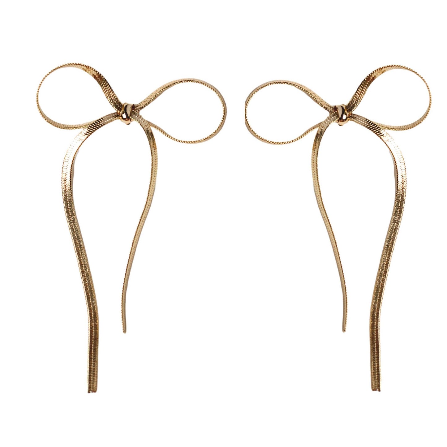 St Armands Designs of Sarasota - Maxi Gold Duster Bow Holiday Statement Earrings