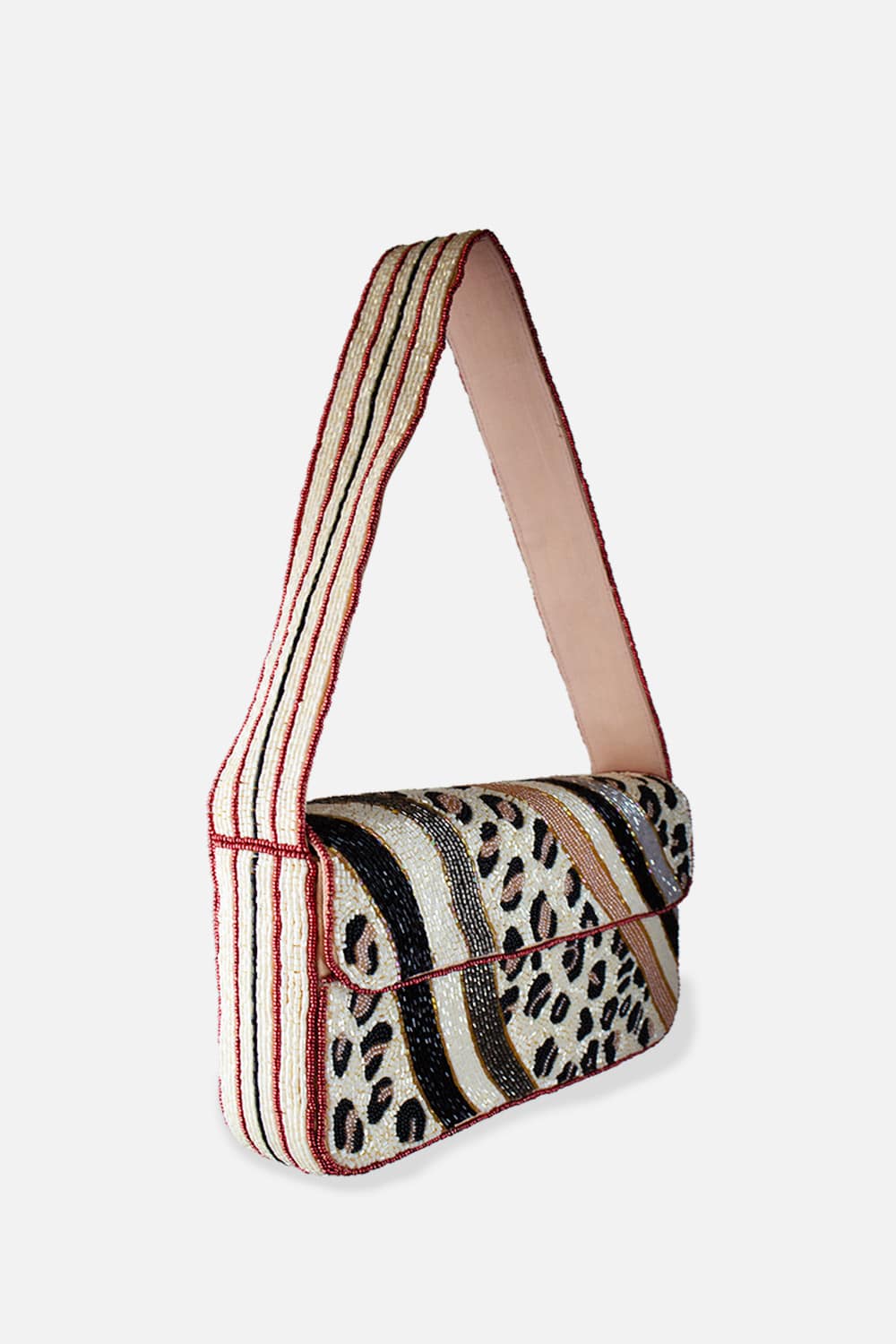Leopard Double Sided Beaded Shoulder Bag