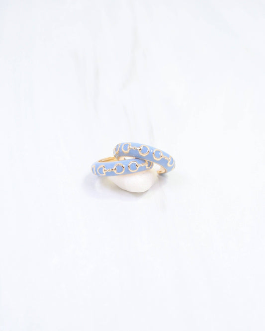 Caroline Hill - Kaylene Horsebit Hoop Earring Blue