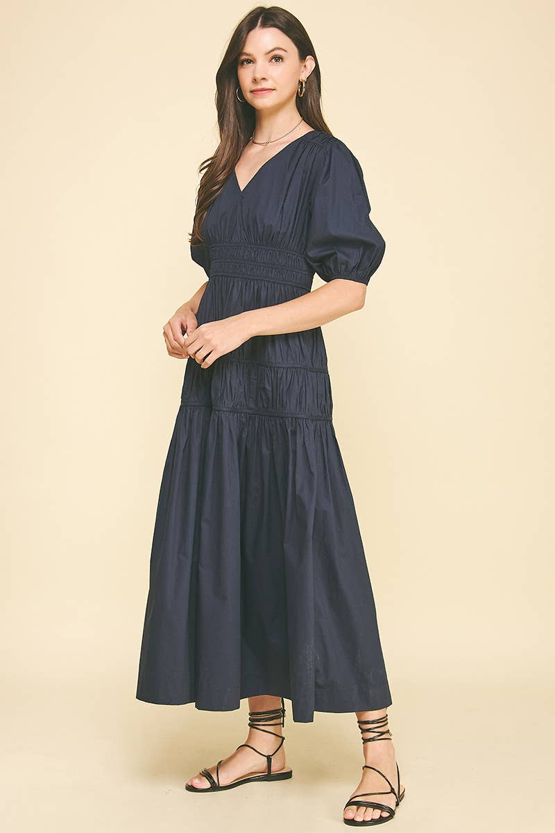 Smocking Detail Maxi Dress