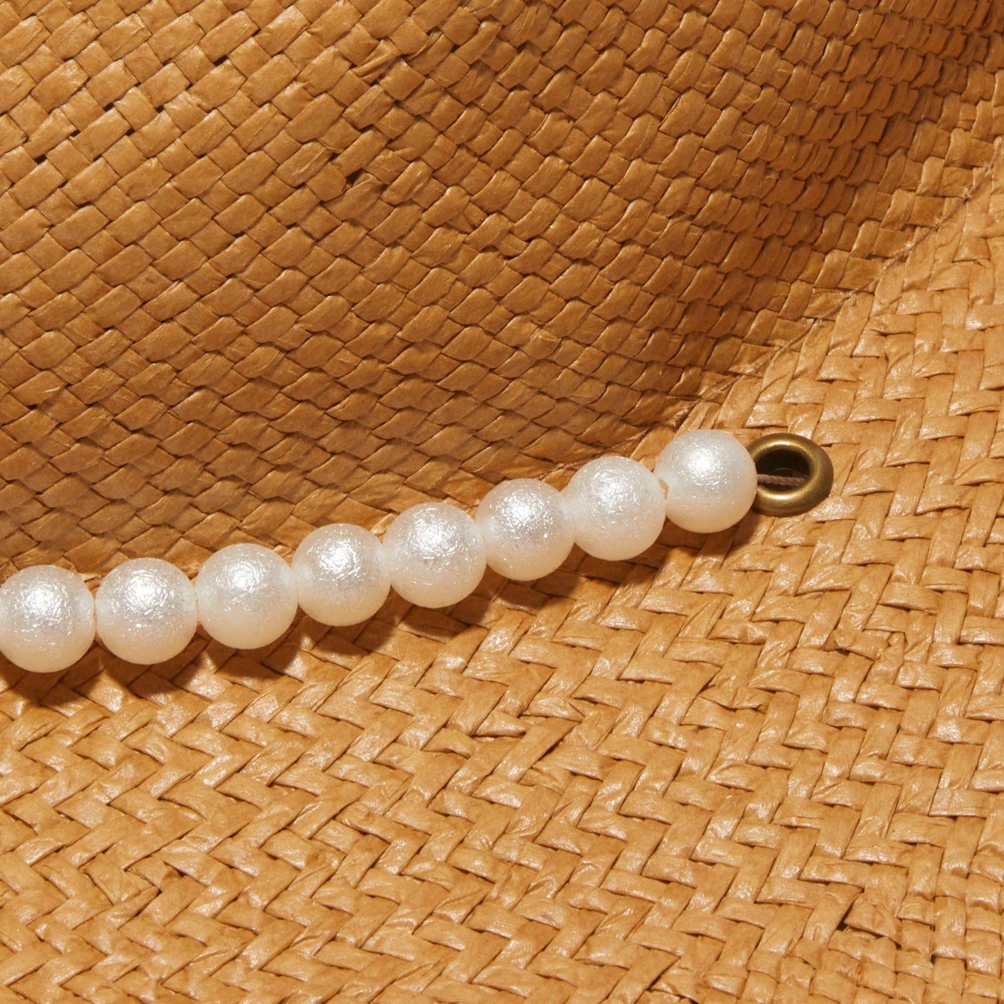 Lele Sadoughi - NATURAL PEARL STRAND STRAW HAT