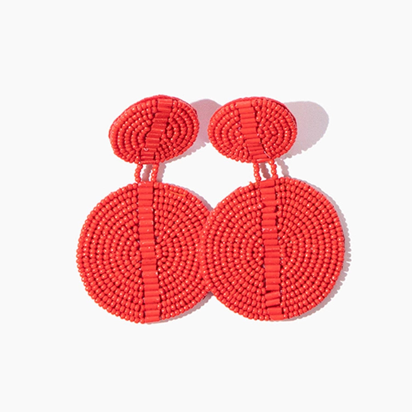 Custom Beaded Drop Disc Earrings: Blush