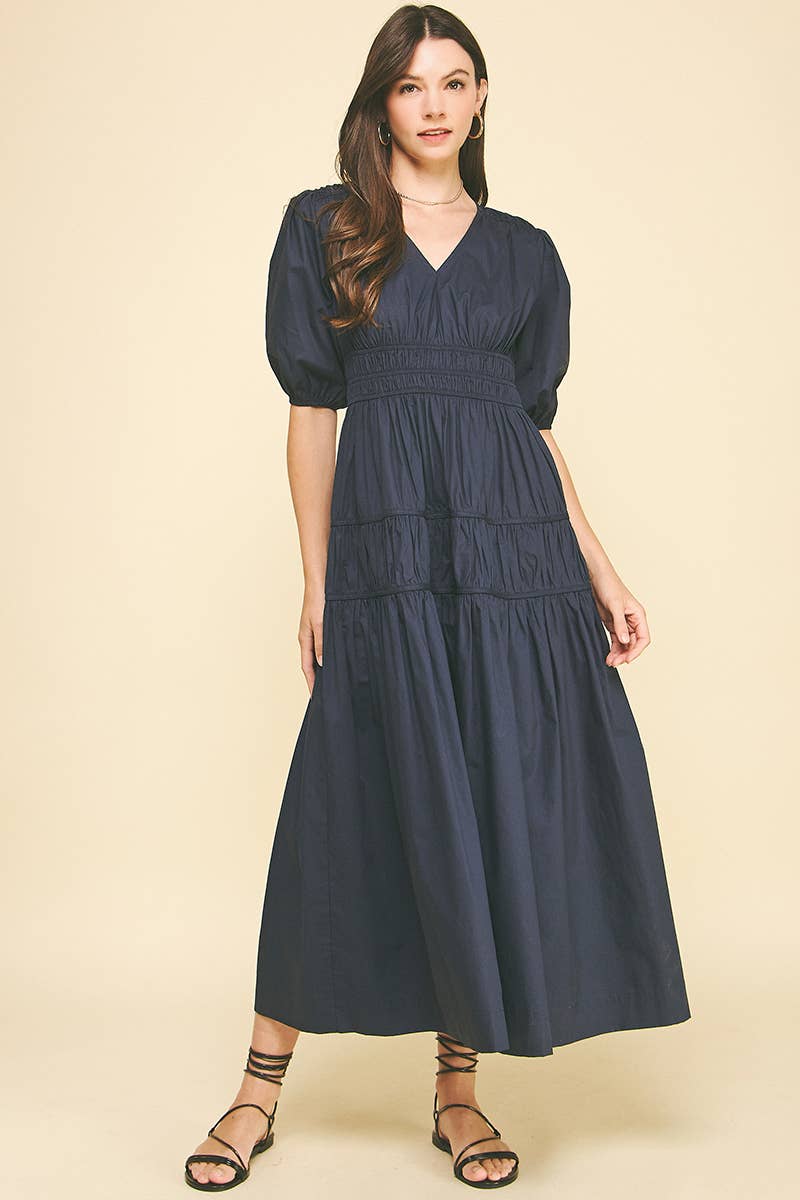 Smocking Detail Maxi Dress