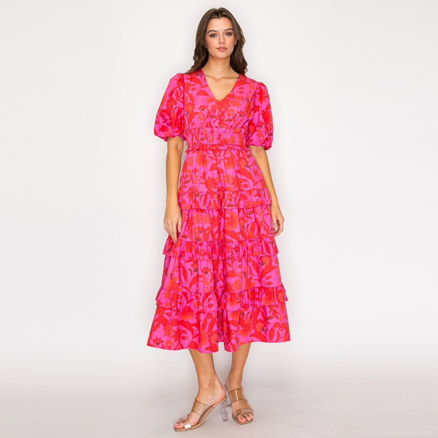 LoveWednesday - Fuchsia Garden Dream Midi Dress