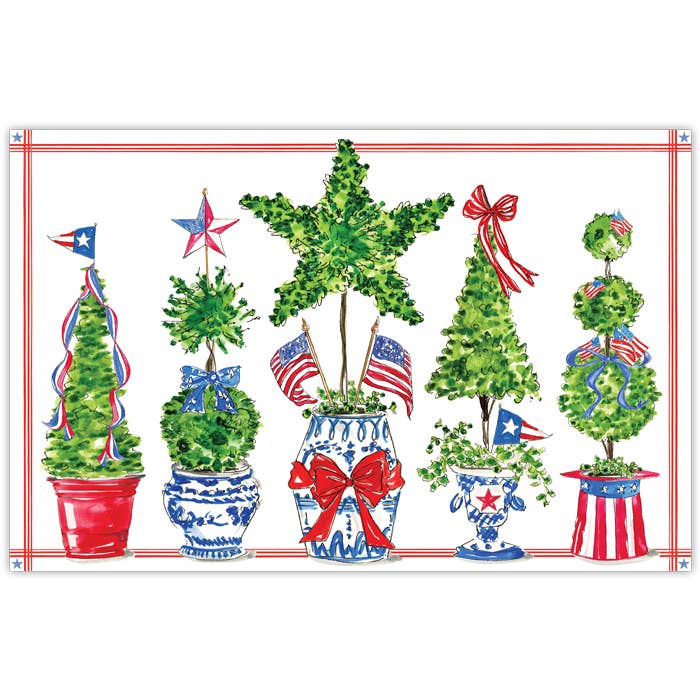 Handpainted Patriotic Topiaries Placemat
