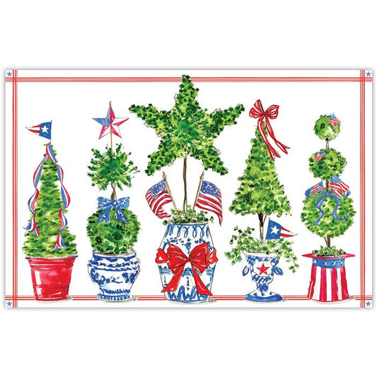 Handpainted Patriotic Topiaries Placemat