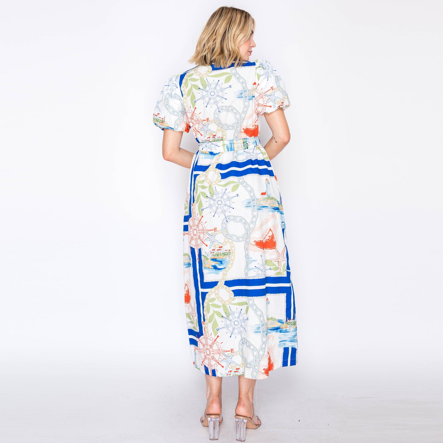 LoveWednesday - ATLANTIC BREEZE Button-Down Midi Dress