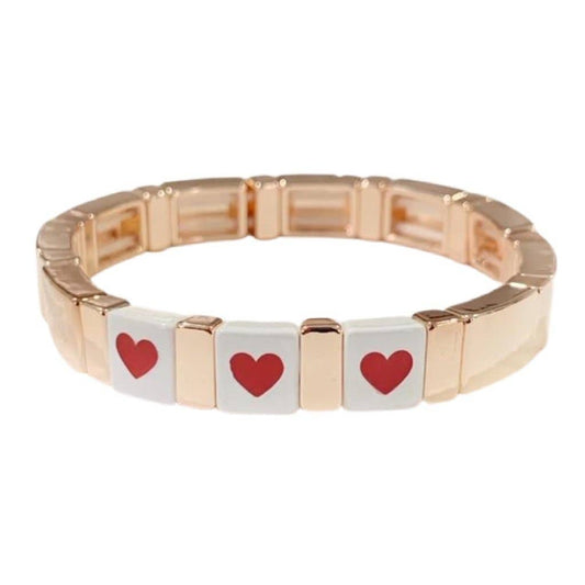 Caryn Lawn - Word Tile Bracelet - Rose Gold Triple Heart