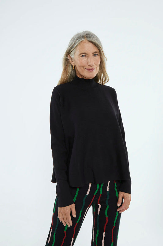 Black A-line turtleneck sweater