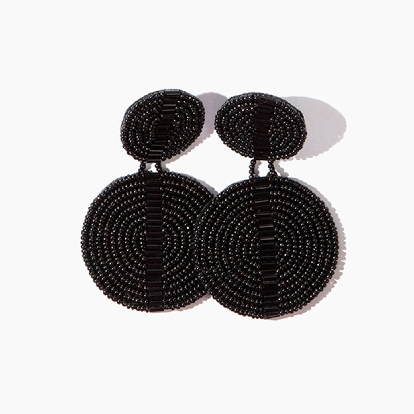 Custom Beaded Drop Disc Earrings: Blush