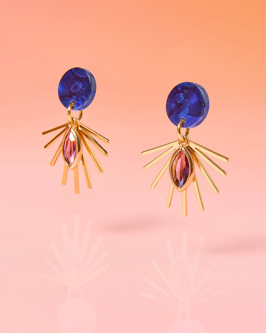 Tribe + Temple - Deep Blue and Purple Small Dangles