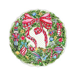 Christmas Wreath with Plaid Bow Posh Die-Cut Placemat