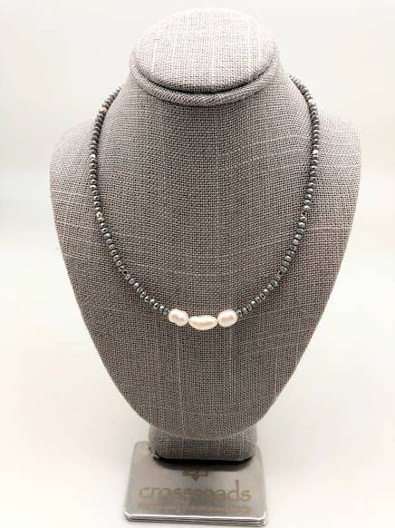 Three Pearl Crystal Necklace