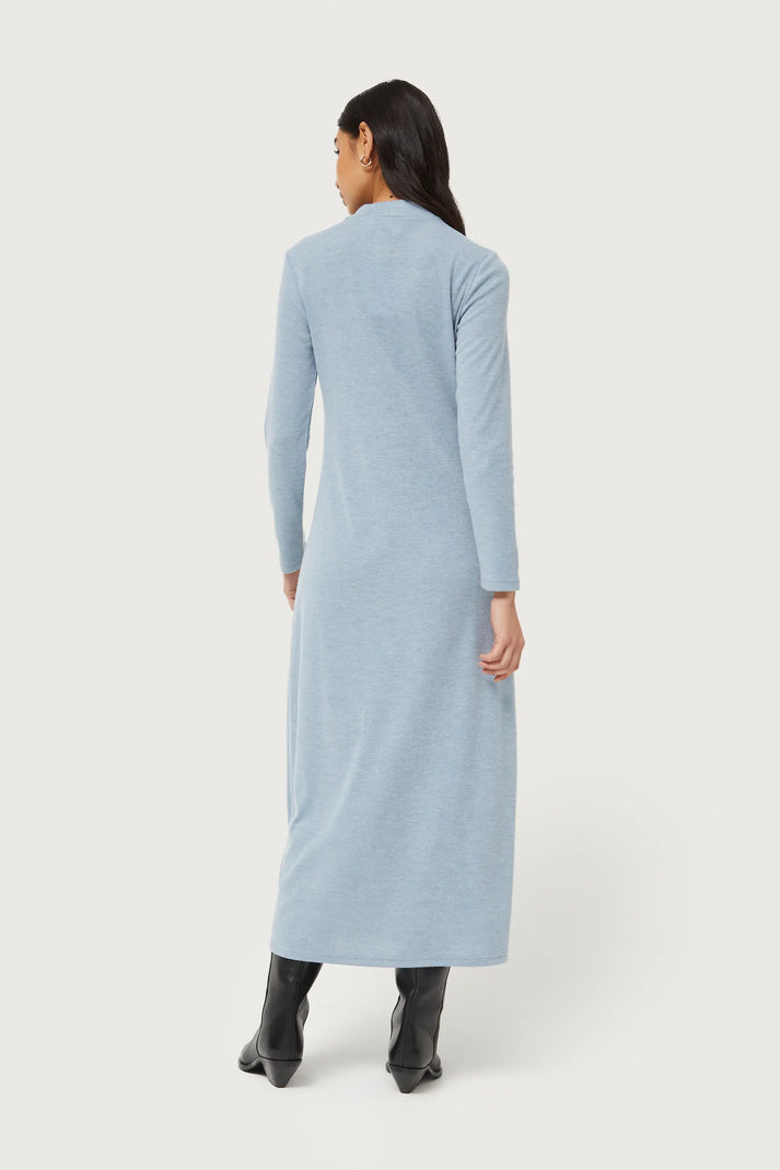 Long blue knit dress