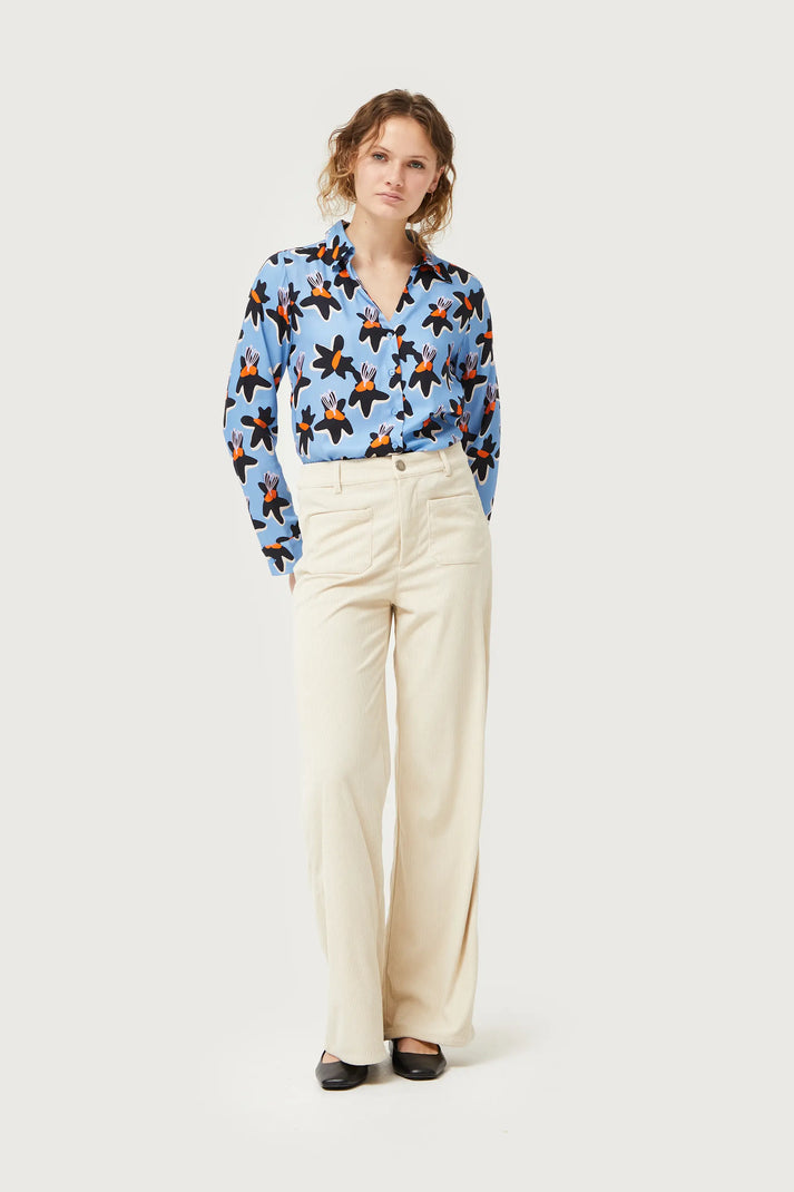 Blue Calatea floral print shirt