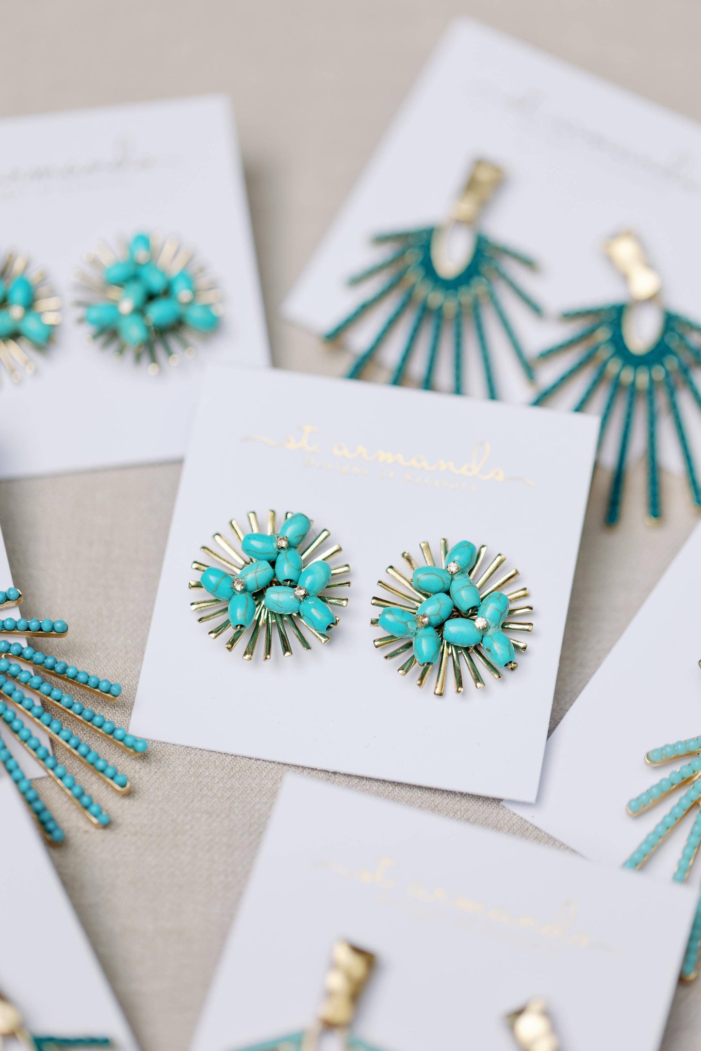 St Armands Designs of Sarasota - Turquoise Sunburst Statement Stud Earrings