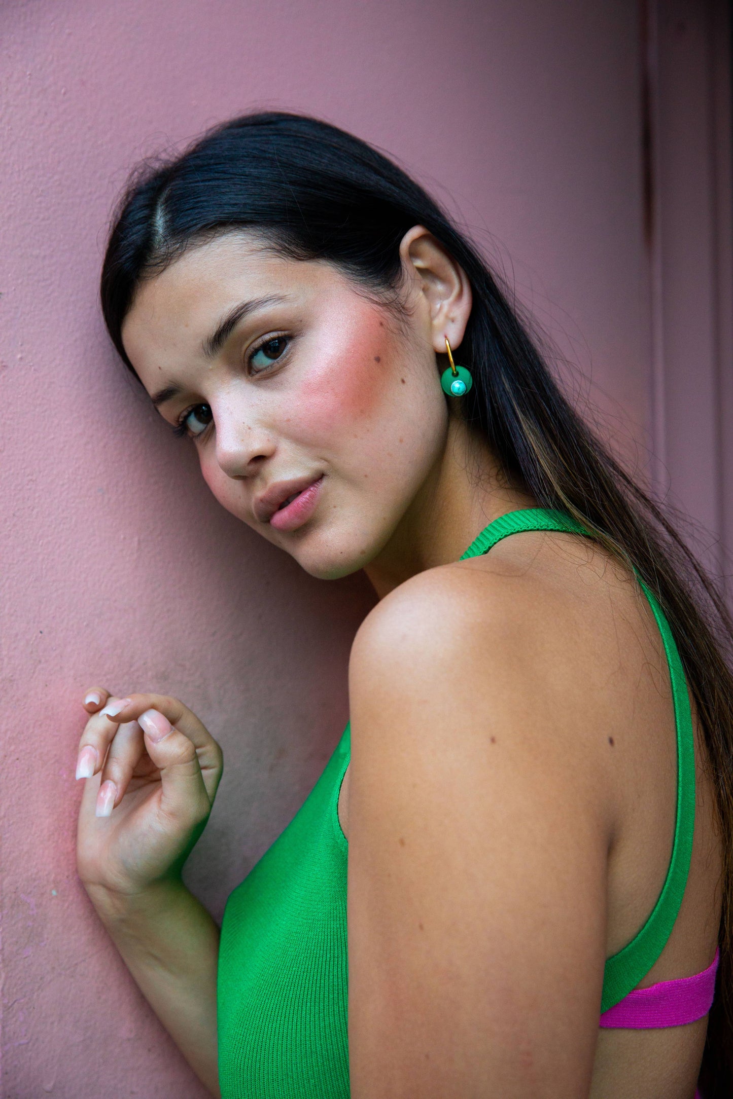 Tribe + Temple - Deco Glam Medallion Oval Hoops Copper