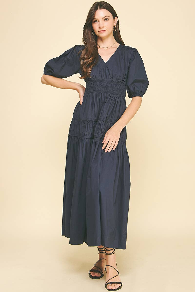 Smocking Detail Maxi Dress