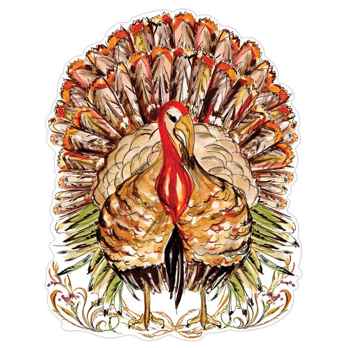 RosanneBeck Collections - Handpainted Standing Turkey Brown Posh Die-Cut Placemat