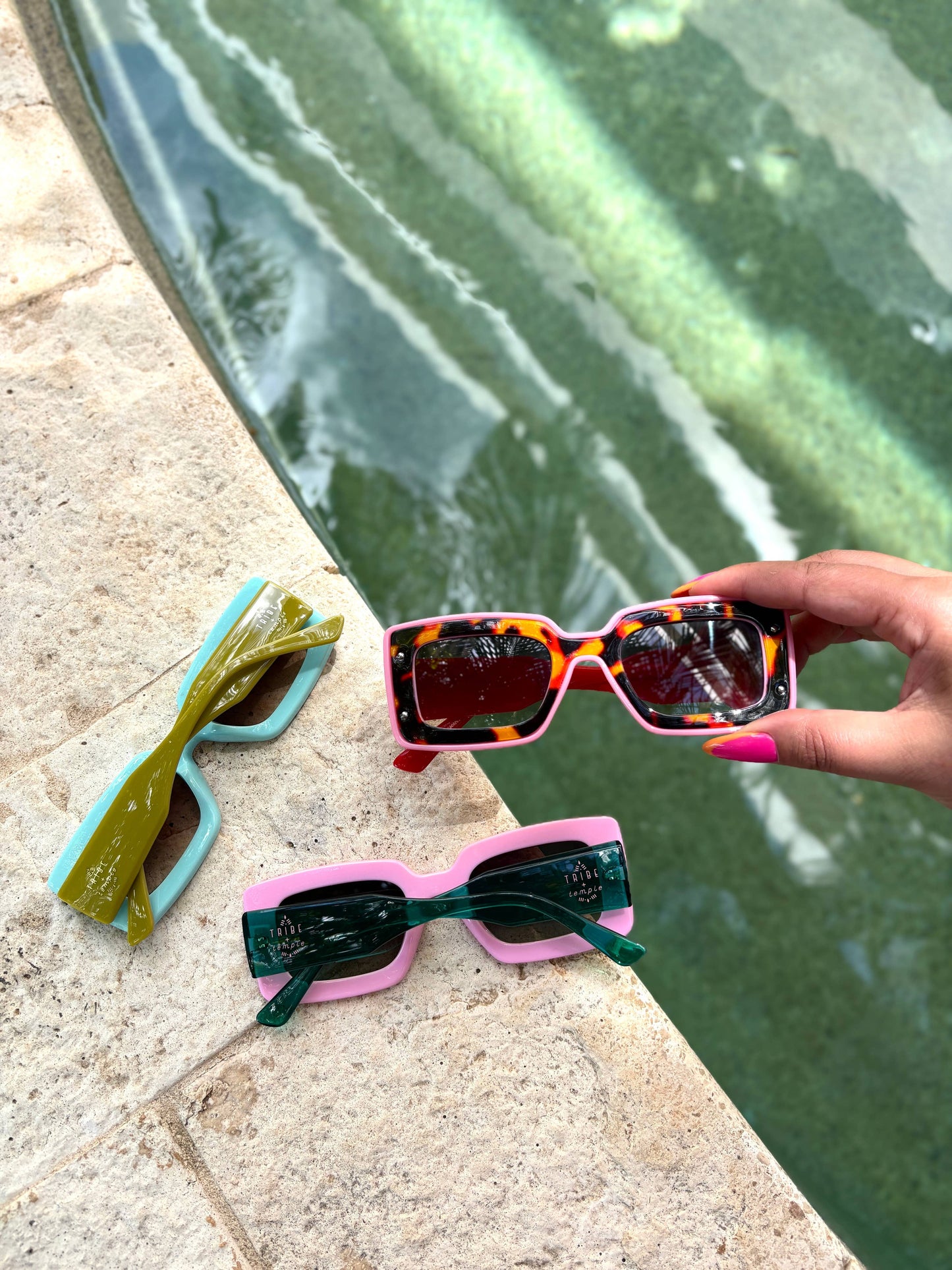 Tribe + Temple - Deco Sunglasses Pink + Red