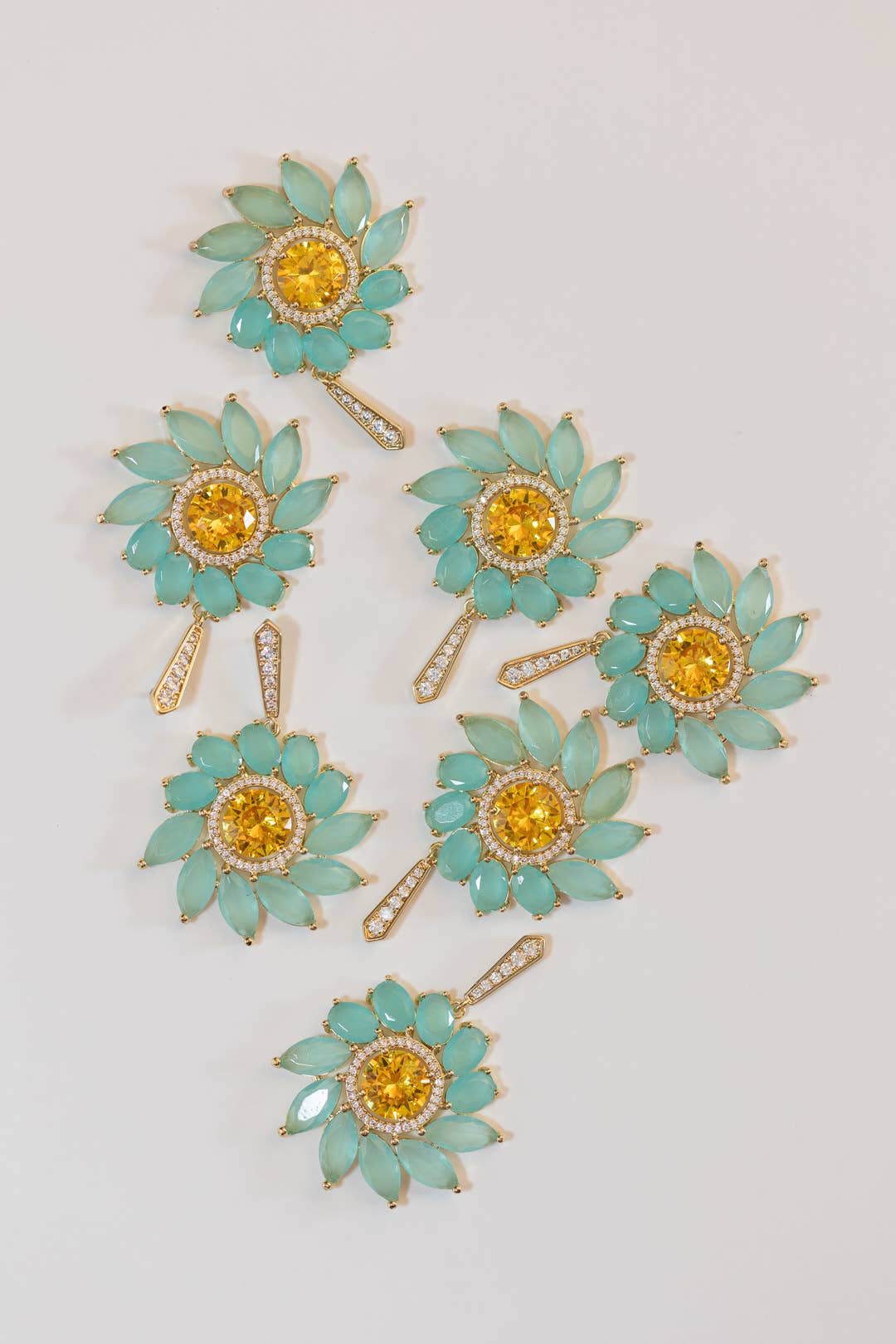 St Armands Designs of Sarasota - Soleil Bloom Crystal Drop Statement Earrings