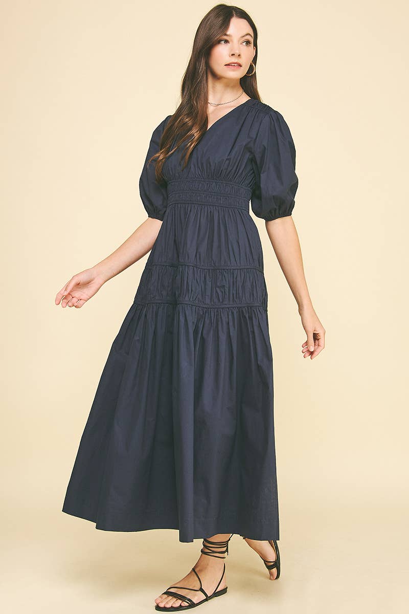Smocking Detail Maxi Dress