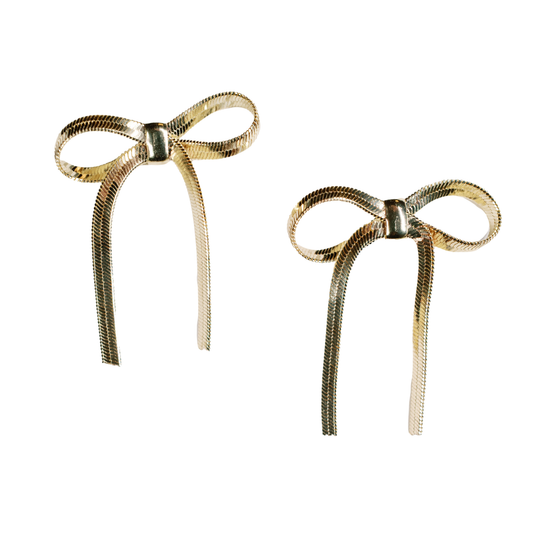 St Armands Designs of Sarasota - Mini Gold Duster Bow Holiday Earrings