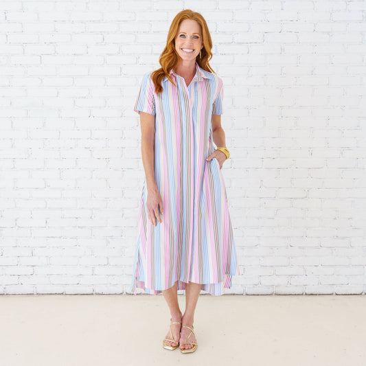 Caryn Lawn - Millie Stripe Dress Spritzy