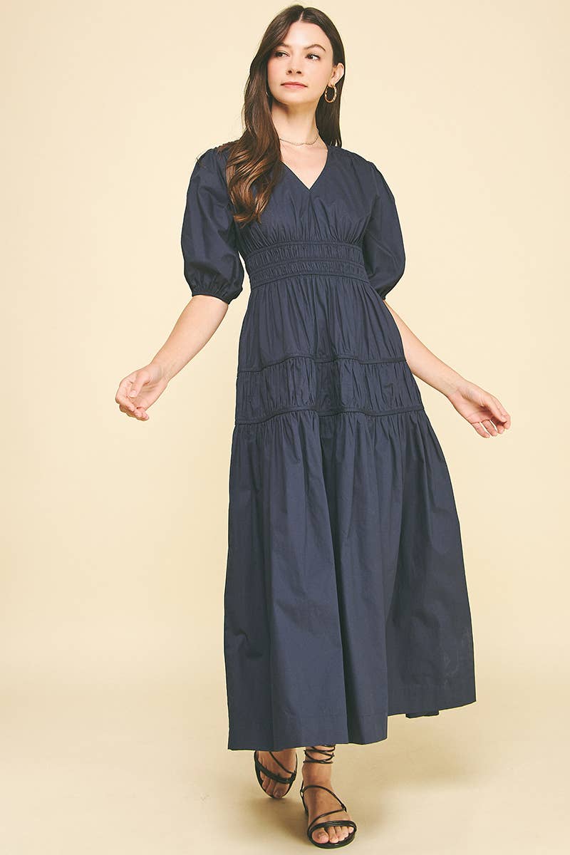 Smocking Detail Maxi Dress