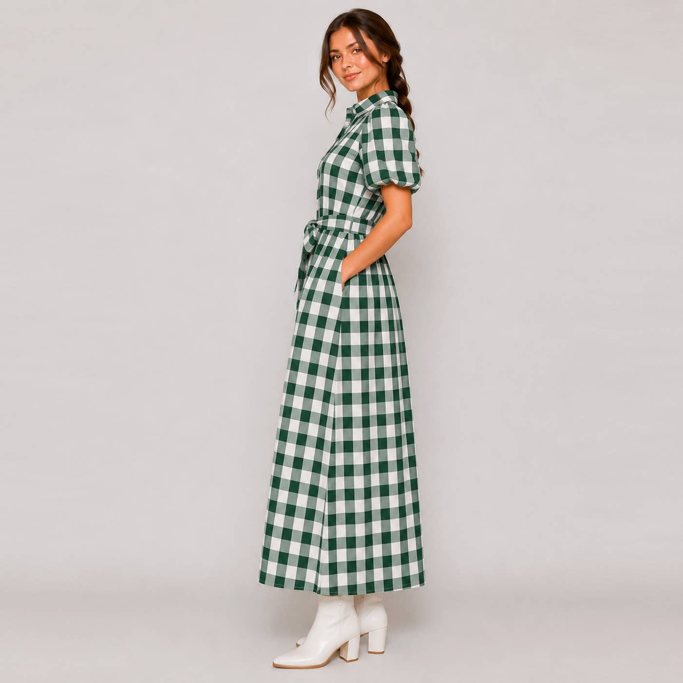 LoveWednesday - Harper Check Maxi Shirt Dress