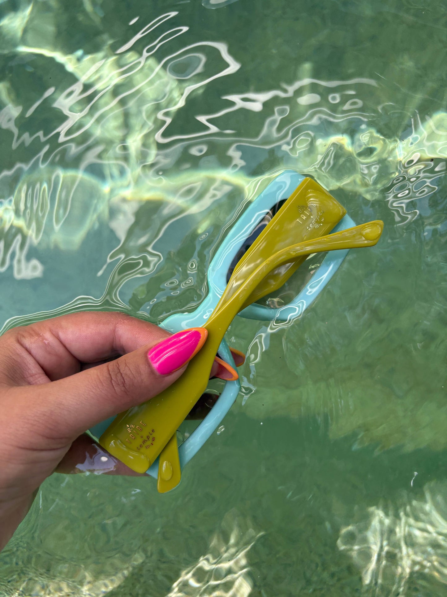 Tribe + Temple - Deco Sunglasses Chartreuse + Sky Blue