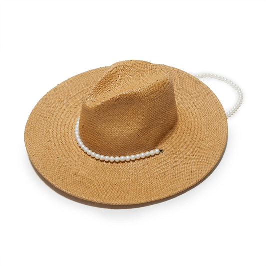 Lele Sadoughi - NATURAL PEARL STRAND STRAW HAT