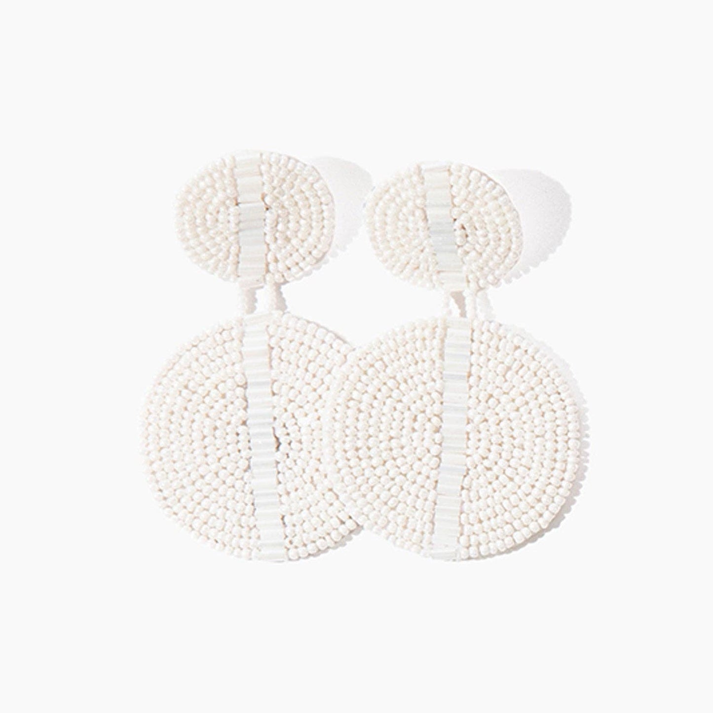 Custom Beaded Drop Disc Earrings: Blush