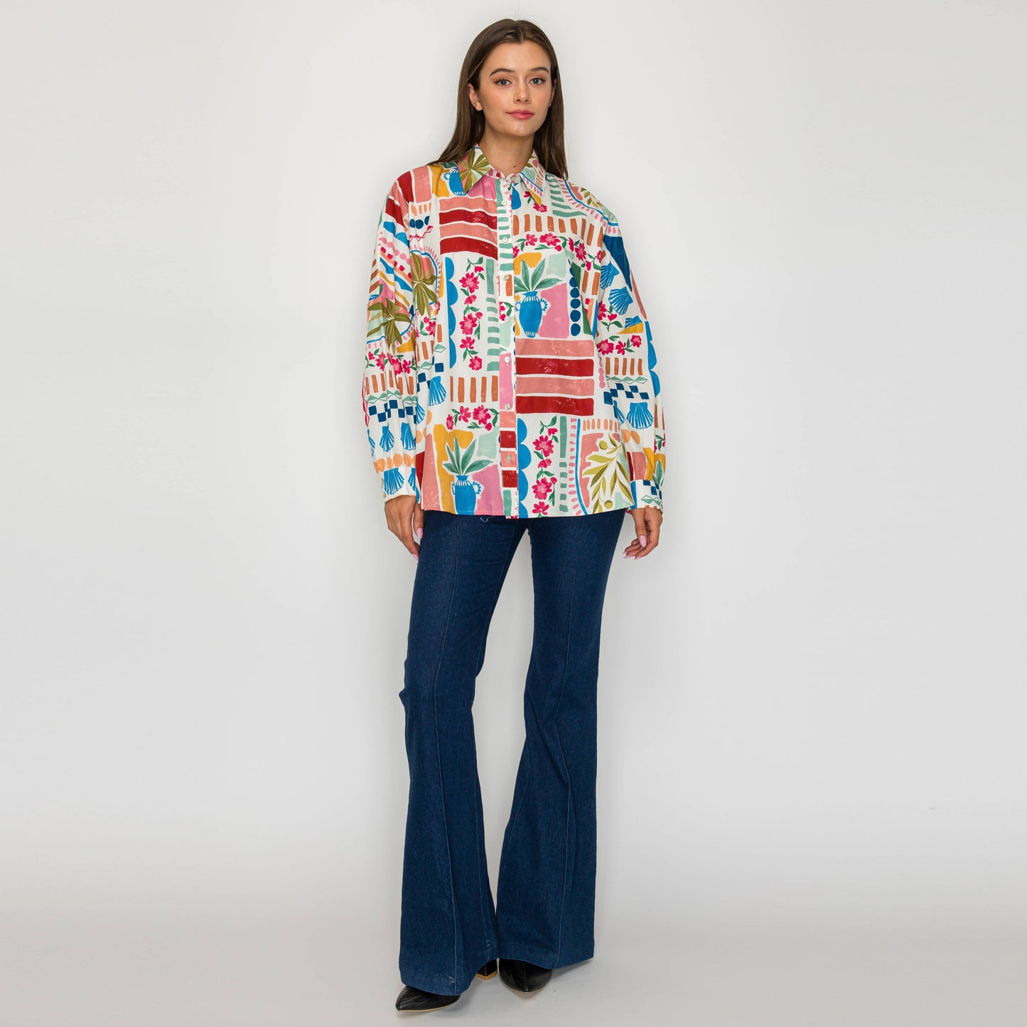 LoveWednesday - Dreamy Desert Print Oversized Shirts