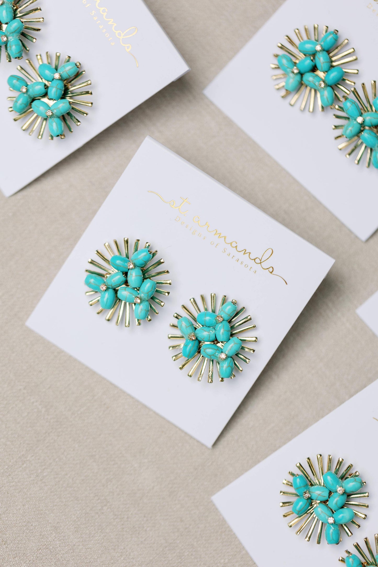 St Armands Designs of Sarasota - Turquoise Sunburst Statement Stud Earrings