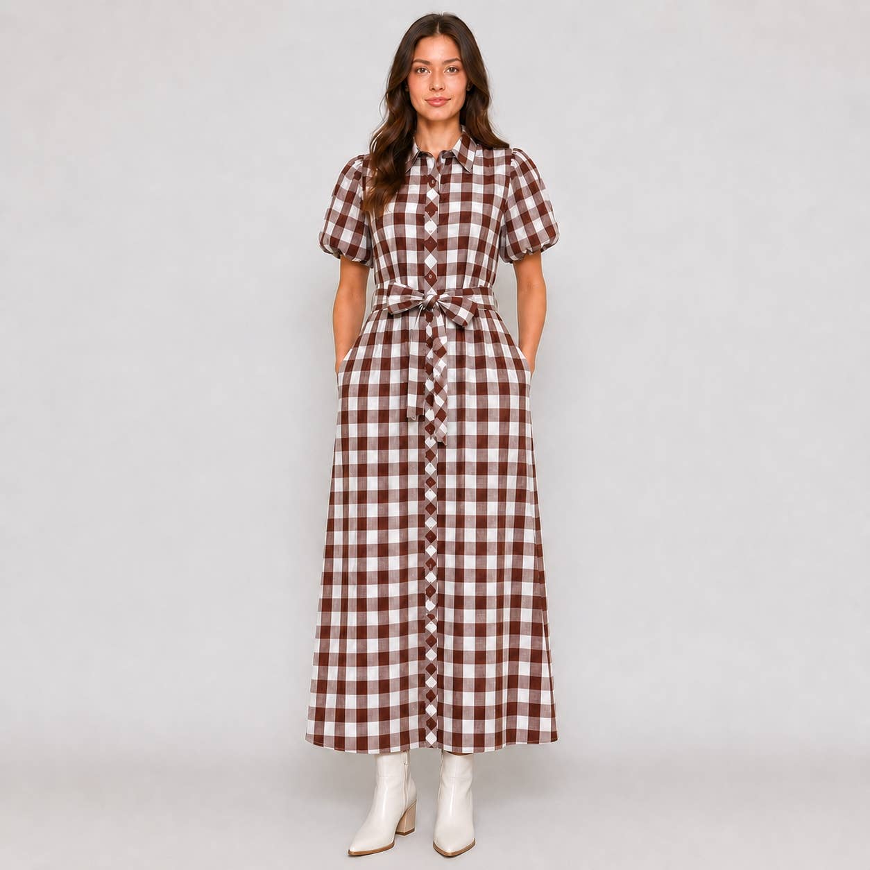 LoveWednesday - Charlotte Check Maxi Shirt Dress