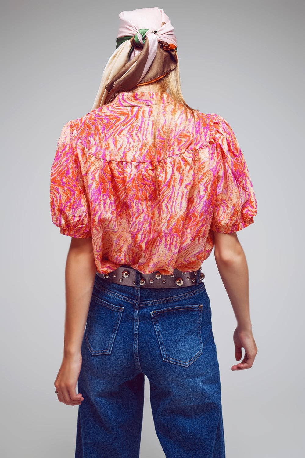 Oversized Button Down Shirt In Abstract Zebra Print