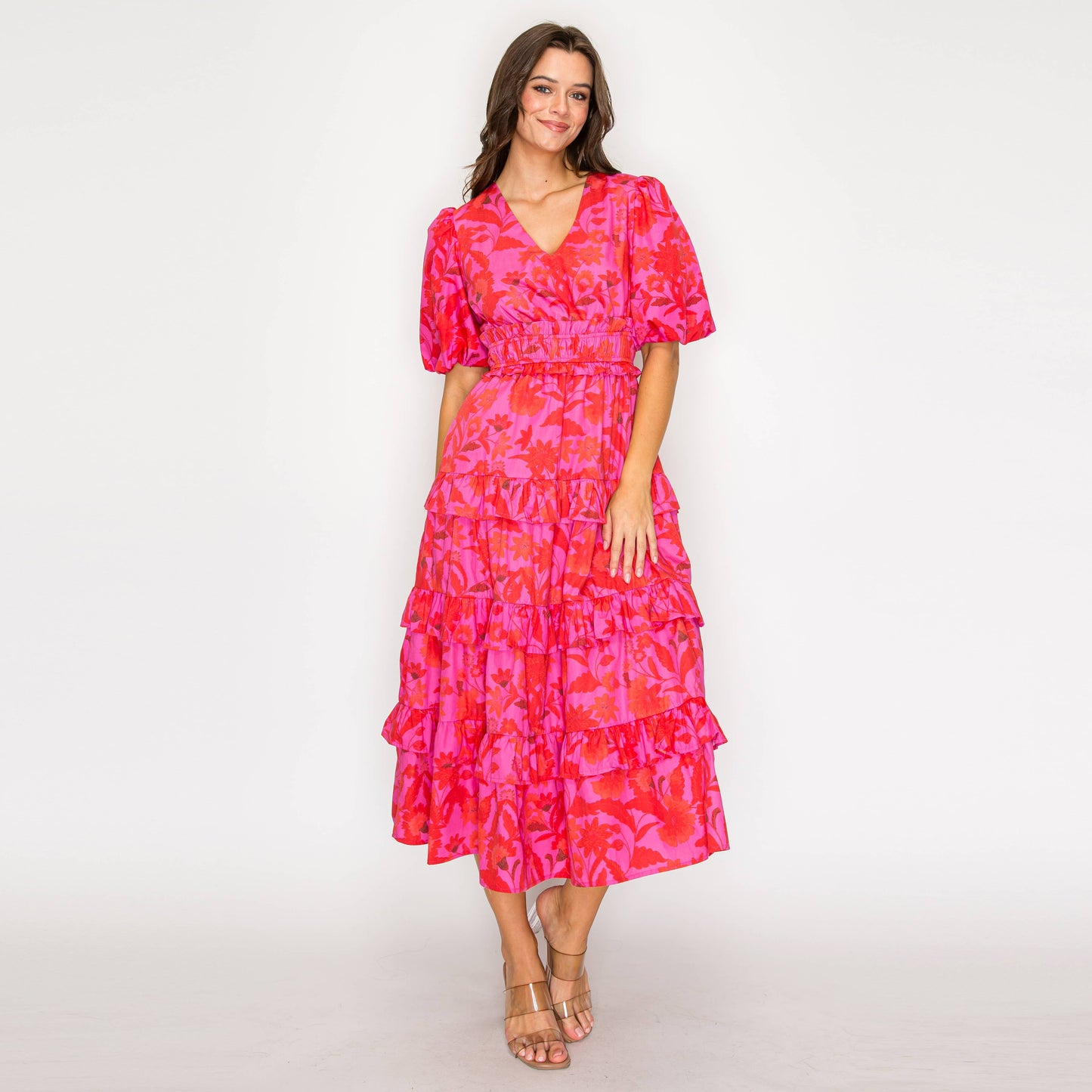 LoveWednesday - Fuchsia Garden Dream Midi Dress