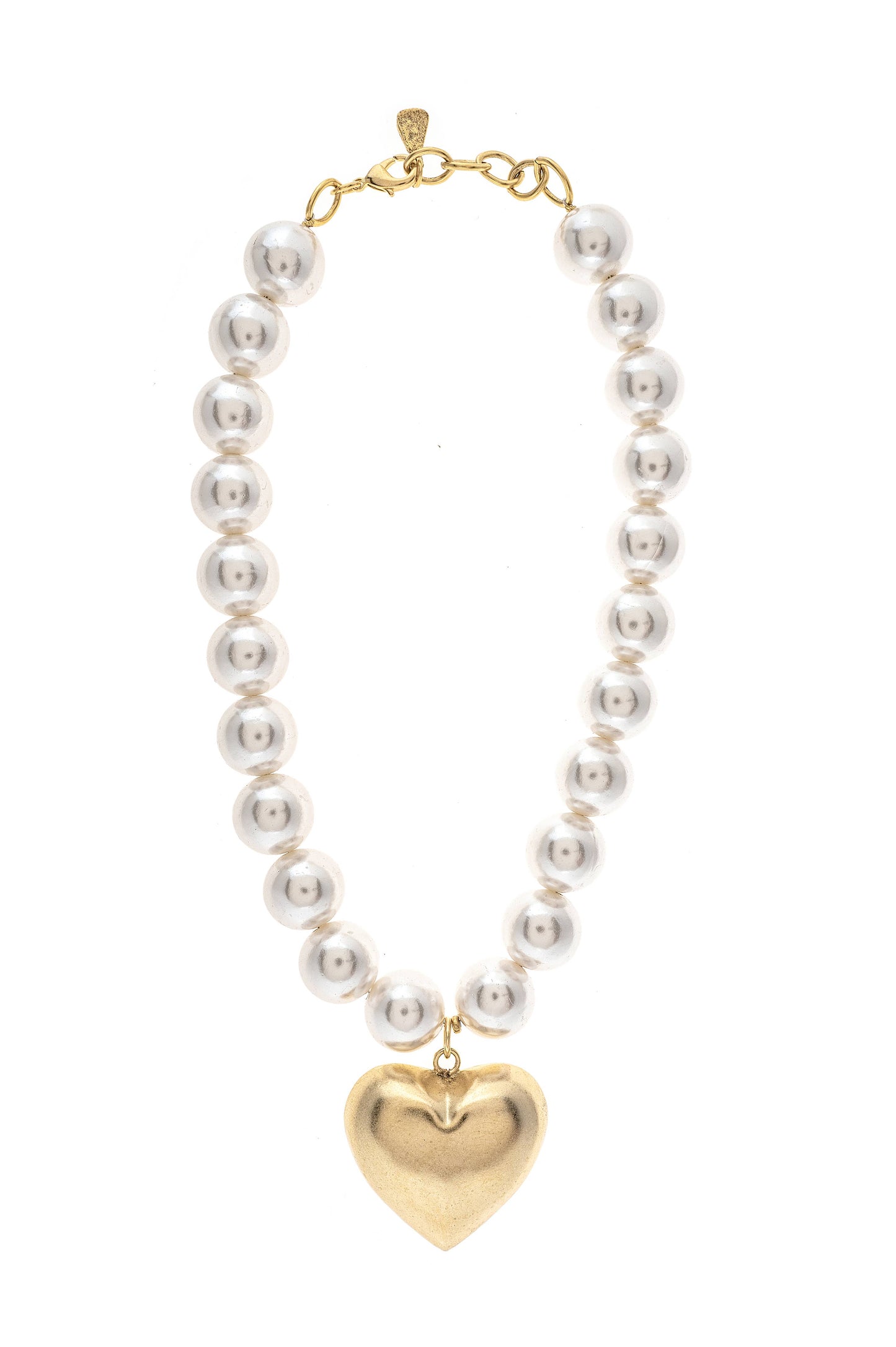 Hadassa Pearl and Puffed Heart Necklace