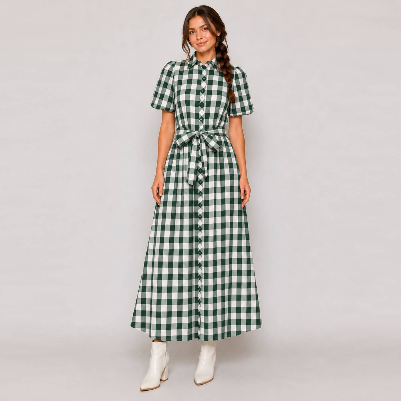 LoveWednesday - Harper Check Maxi Shirt Dress