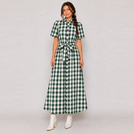 LoveWednesday - Harper Check Maxi Shirt Dress