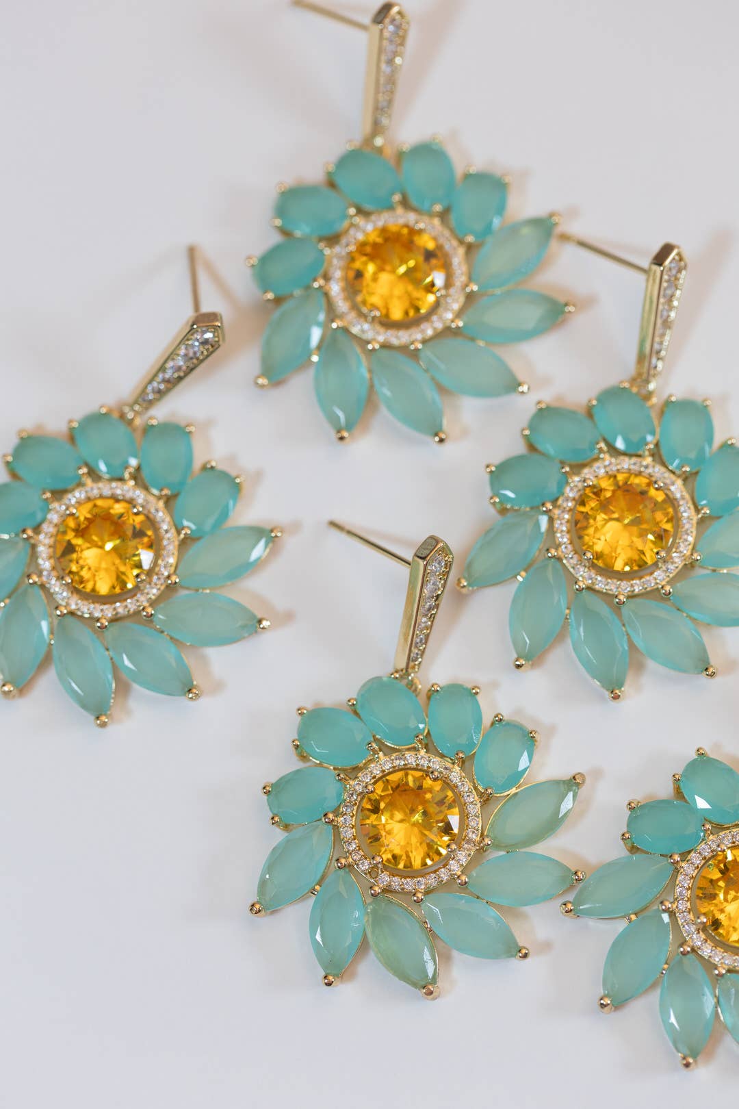 St Armands Designs of Sarasota - Soleil Bloom Crystal Drop Statement Earrings